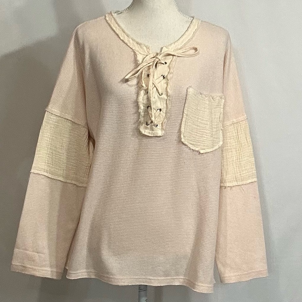 POL Textured Henley Pullover